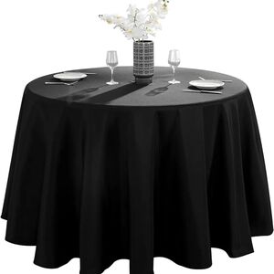 Round Tablecl 120 inch Fabric Washable Table Cloth Pure Black Table Cover